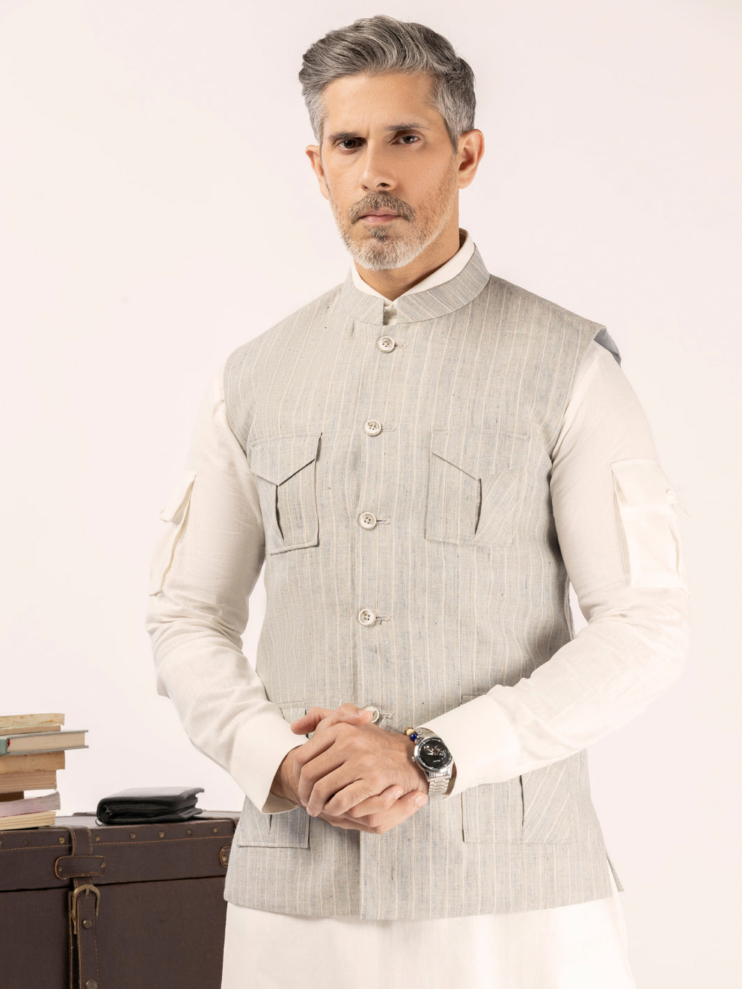 Grey Linen Waistcoat - ALCR-WC-009