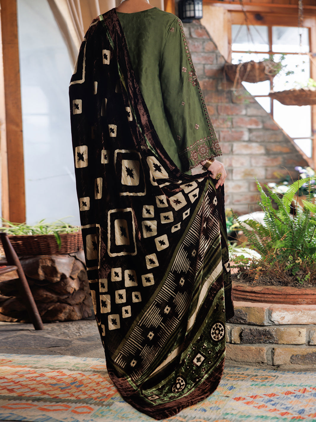 Light Green Self Jacquard 3Pc Stitched - AWP-3PS-1027
