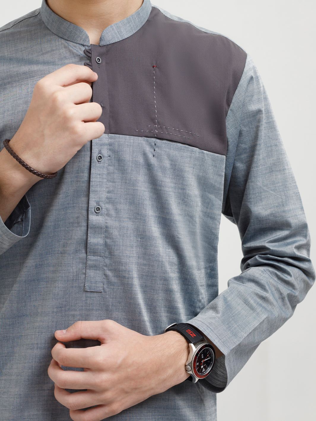 Ash Blue Cotton Kurta - ALT-K-038B