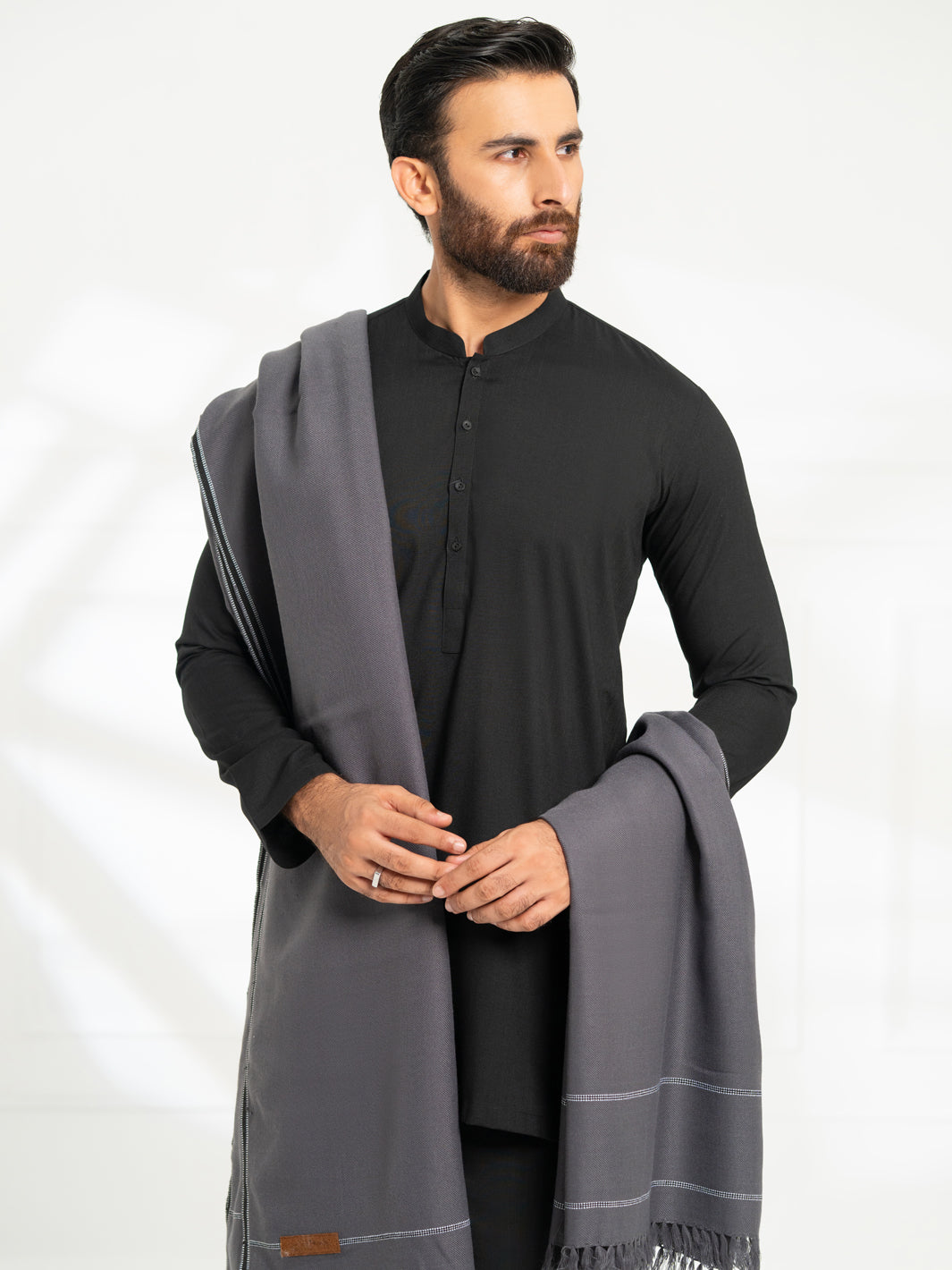 Charcoal Grey Casual Shawl - AL-SH-043