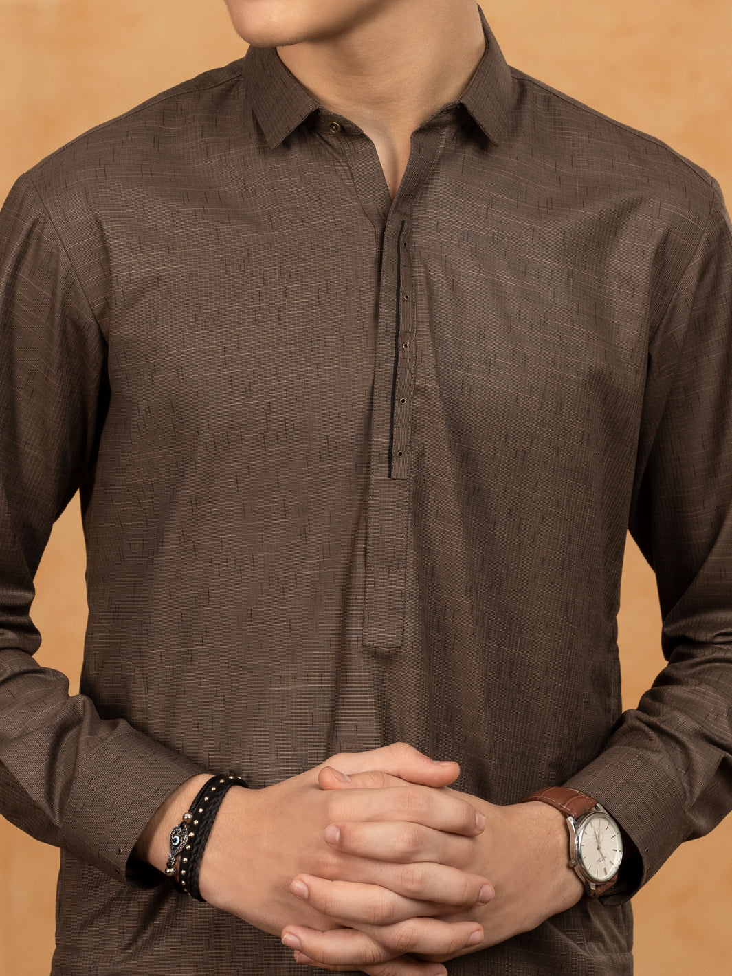 Brown Blended Kurta Trouser - ALT-KT-044 - Almirah Online