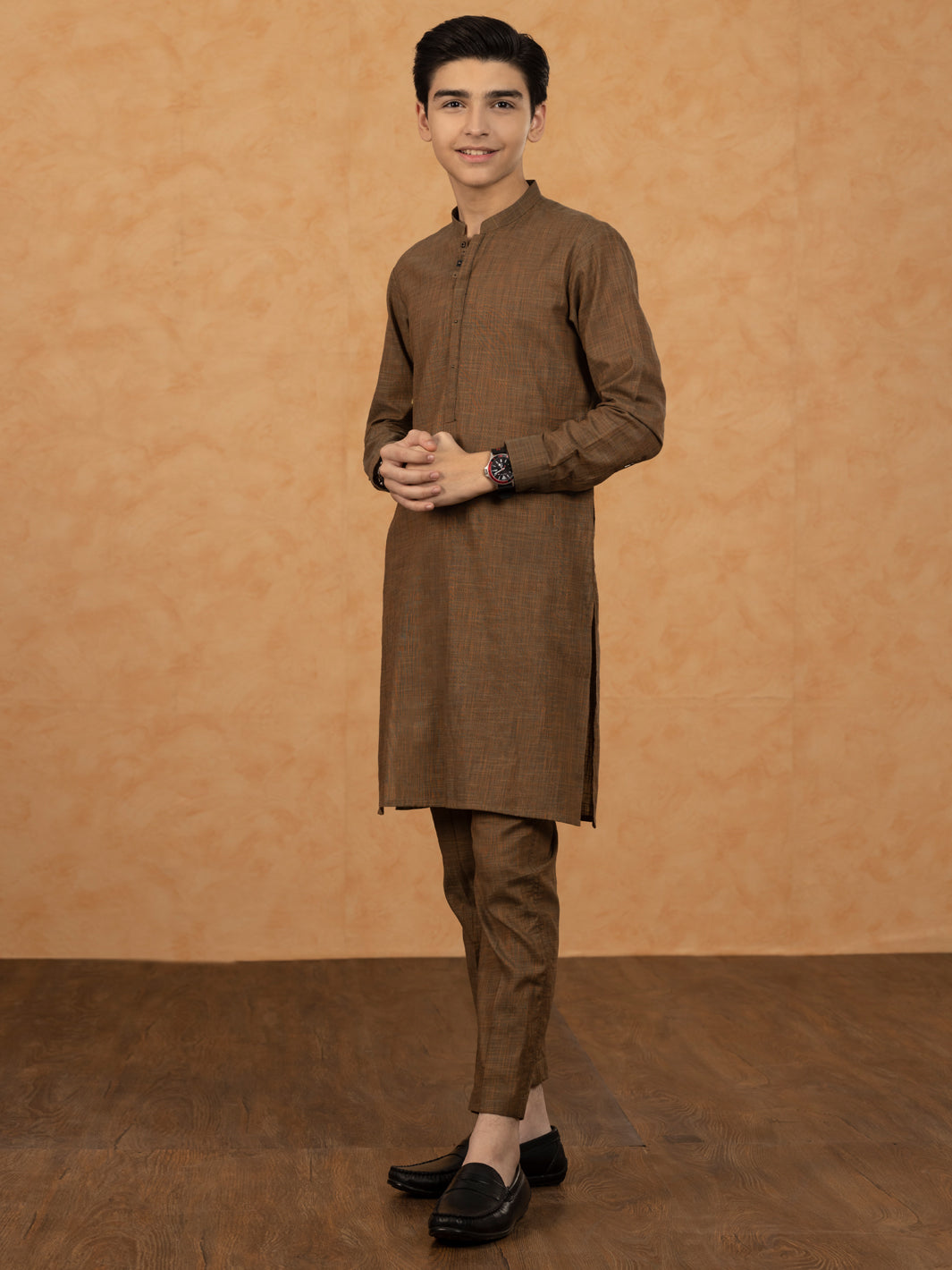 Brown Cotton Kurta Trouser - ALT-KT-046 - Almirah Online