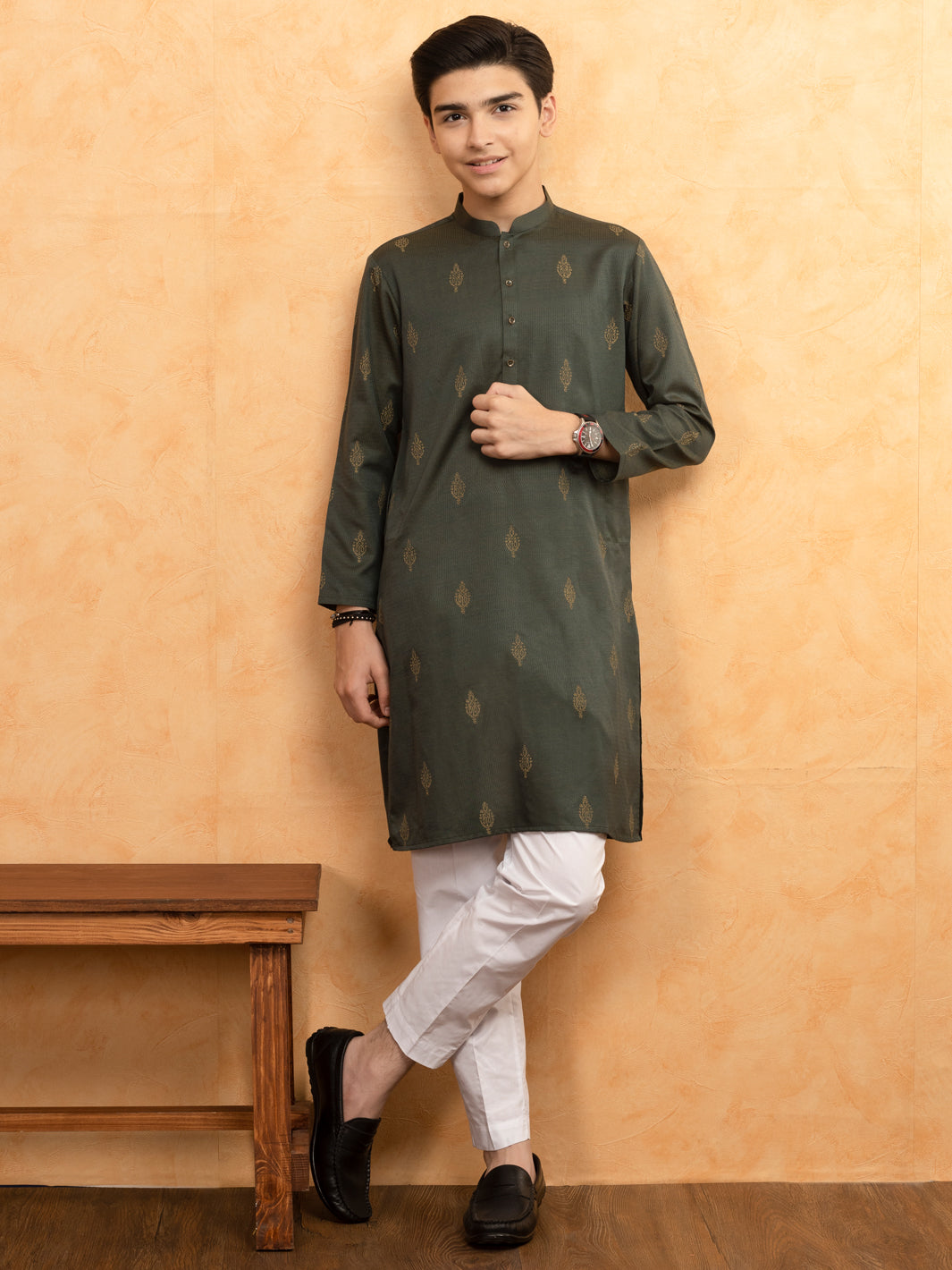 Green Blended Kurta - ALT-K-047B - Almirah Online