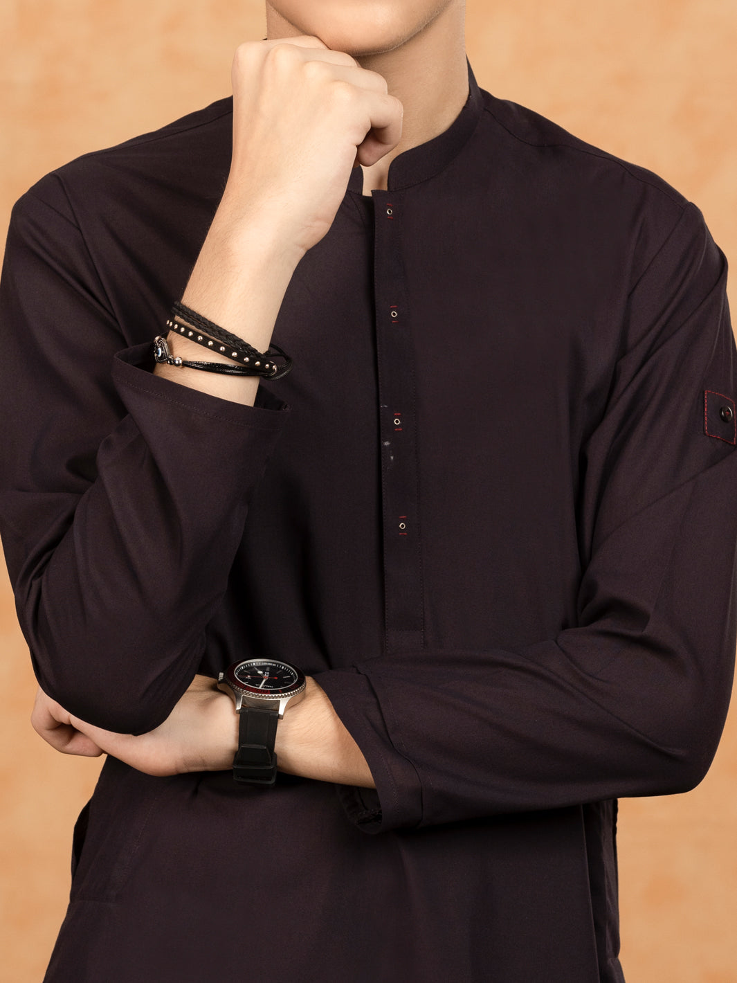 Dark Purple Blended Kurta Trouser - ALT-KT-047 - Almirah Online