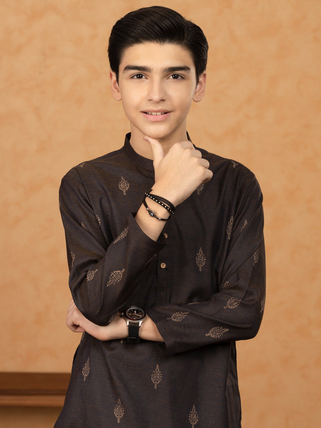 Dark Brown Blended Kurta - ALT-K-047C - Almirah Online