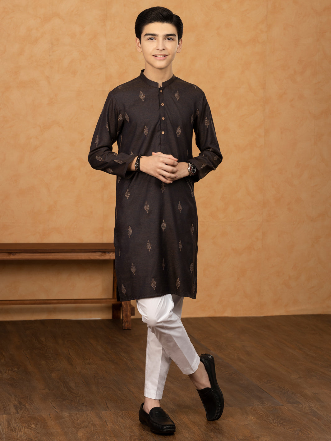 Dark Brown Blended Kurta - ALT-K-047C - Almirah Online