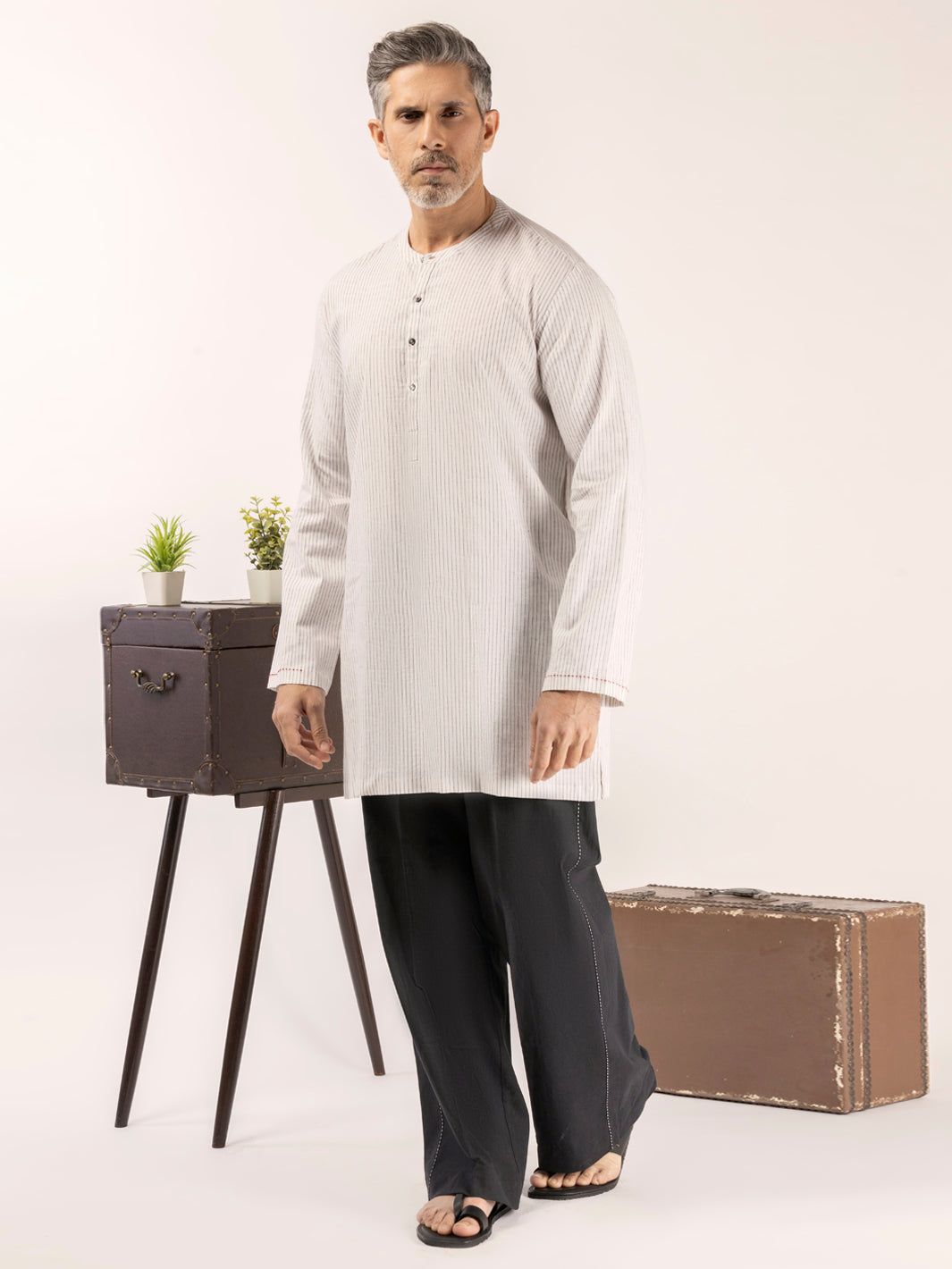 White Blended Kurta - ALCR-K-056