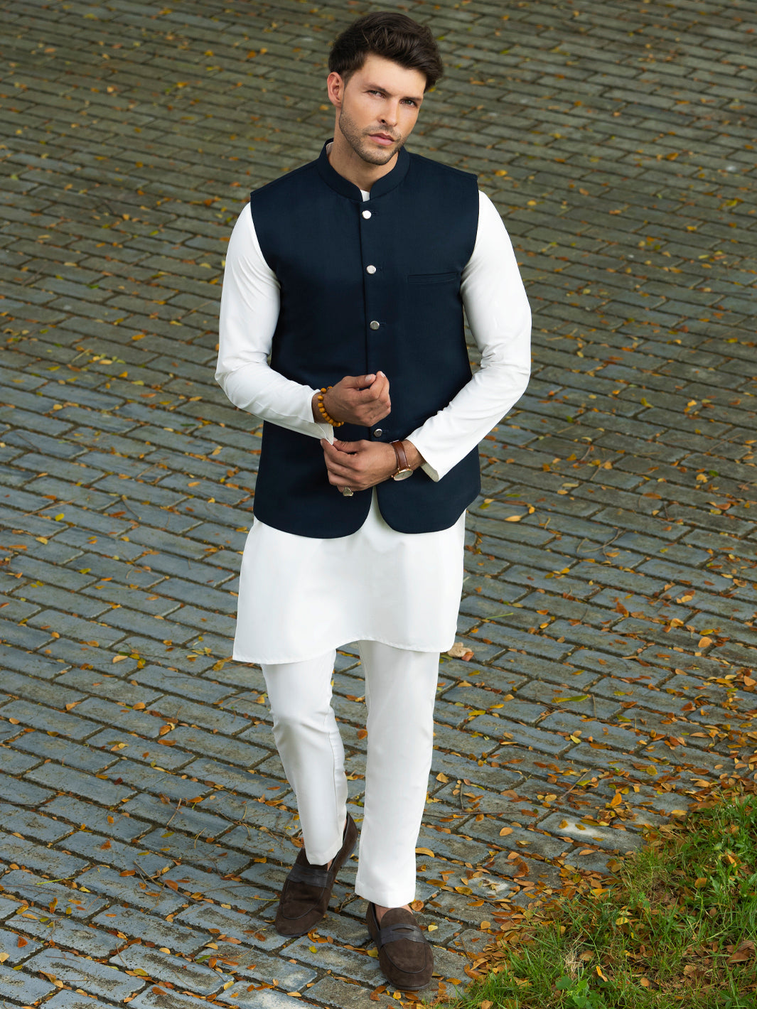 Navy Blue Blended Waistcoat - ALET-WC-1003R1