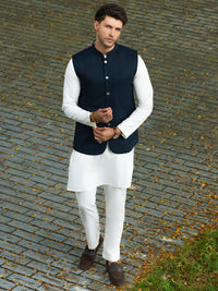Navy Blue Blended Waistcoat - ALET-WC-1003R1