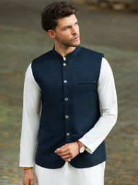 Navy Blue Blended Waistcoat - ALET-WC-1003R1