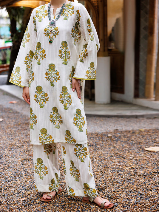 Off White Dobby Stripe Formal 2Pc Stitched - AL-2PS-LKS-1019