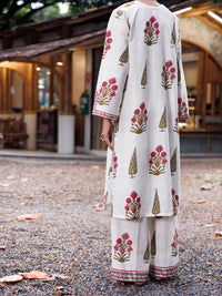 Off White Cotton Dobby Square 2Pc Stitched - AL-2PS-LKS-1020