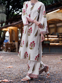 Off White Cotton Dobby Square 2Pc Stitched - AL-2PS-LKS-1020