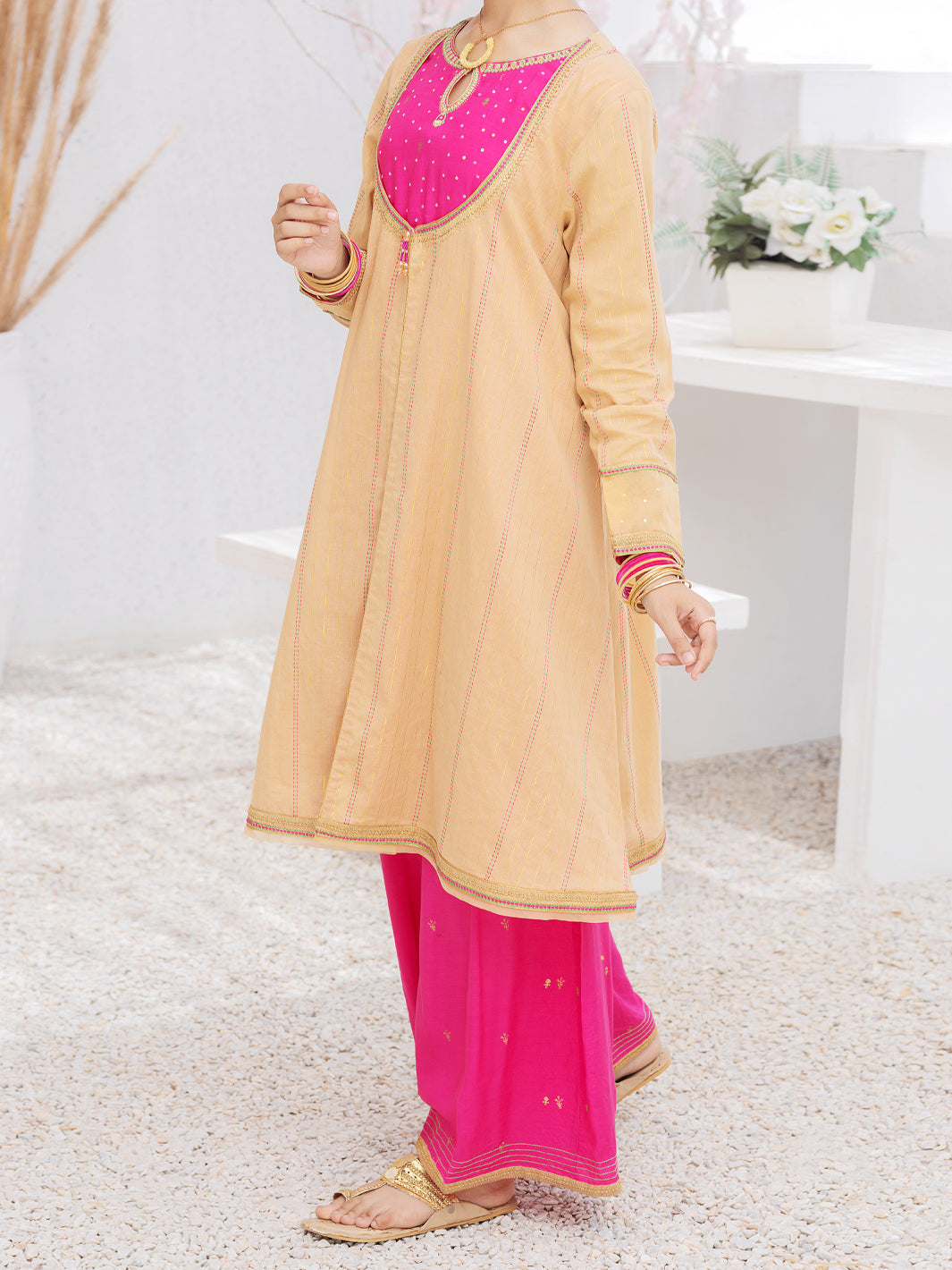 Khaki Raw Silk 2 Piece Stitched - ALT-2PS-LKS-1073
