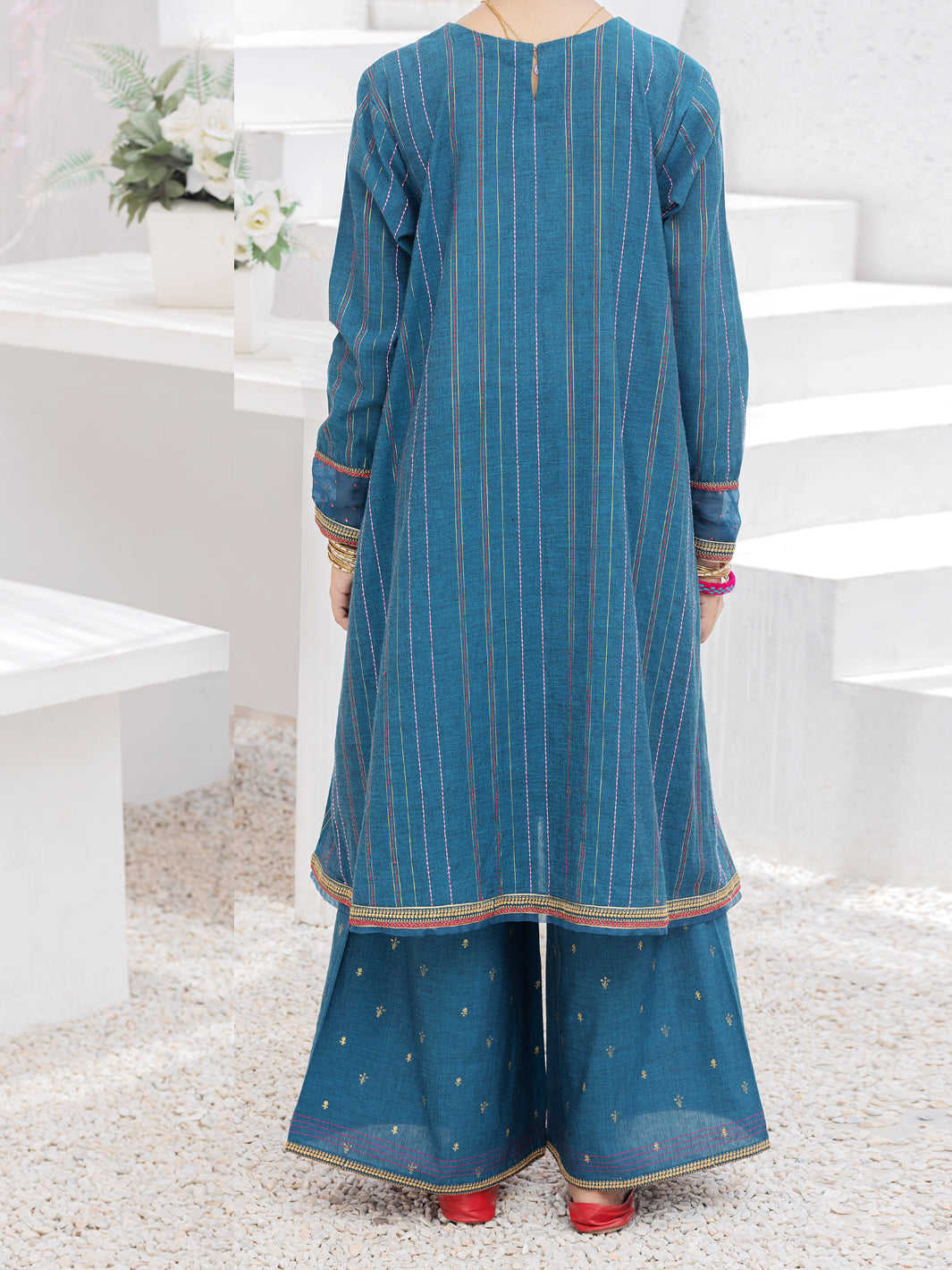 Turquoise Raw Silk 2 Piece Stitched - ALP-2PS-LKS-1074