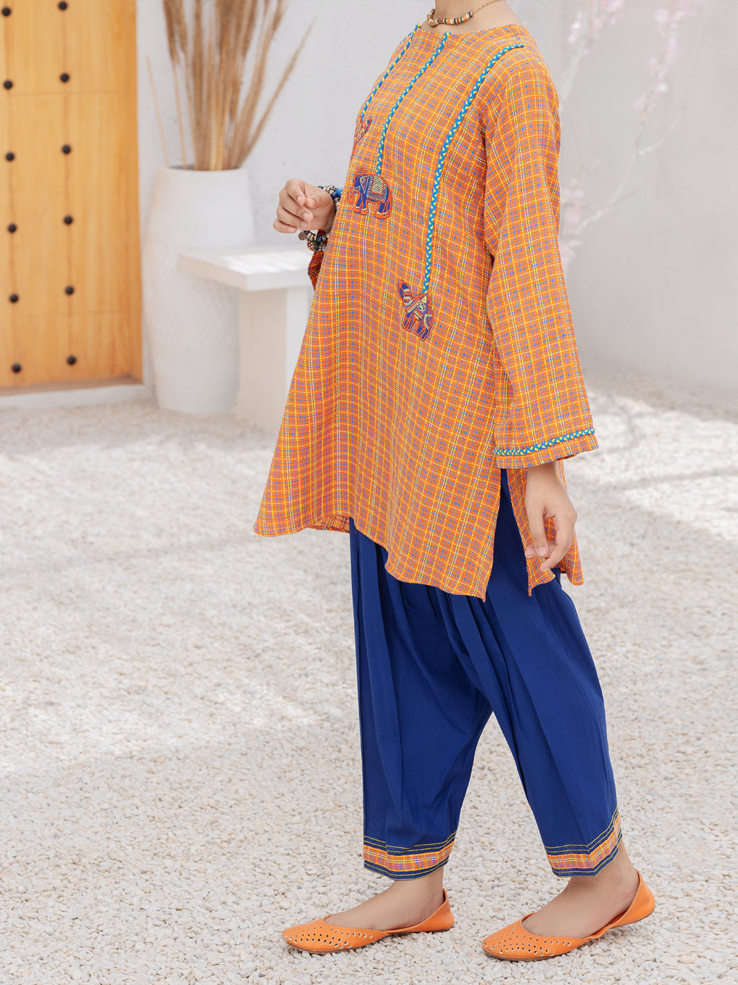 Orange Yarn Dyed Piece Stitched - ALT-2PS-LKS-1077