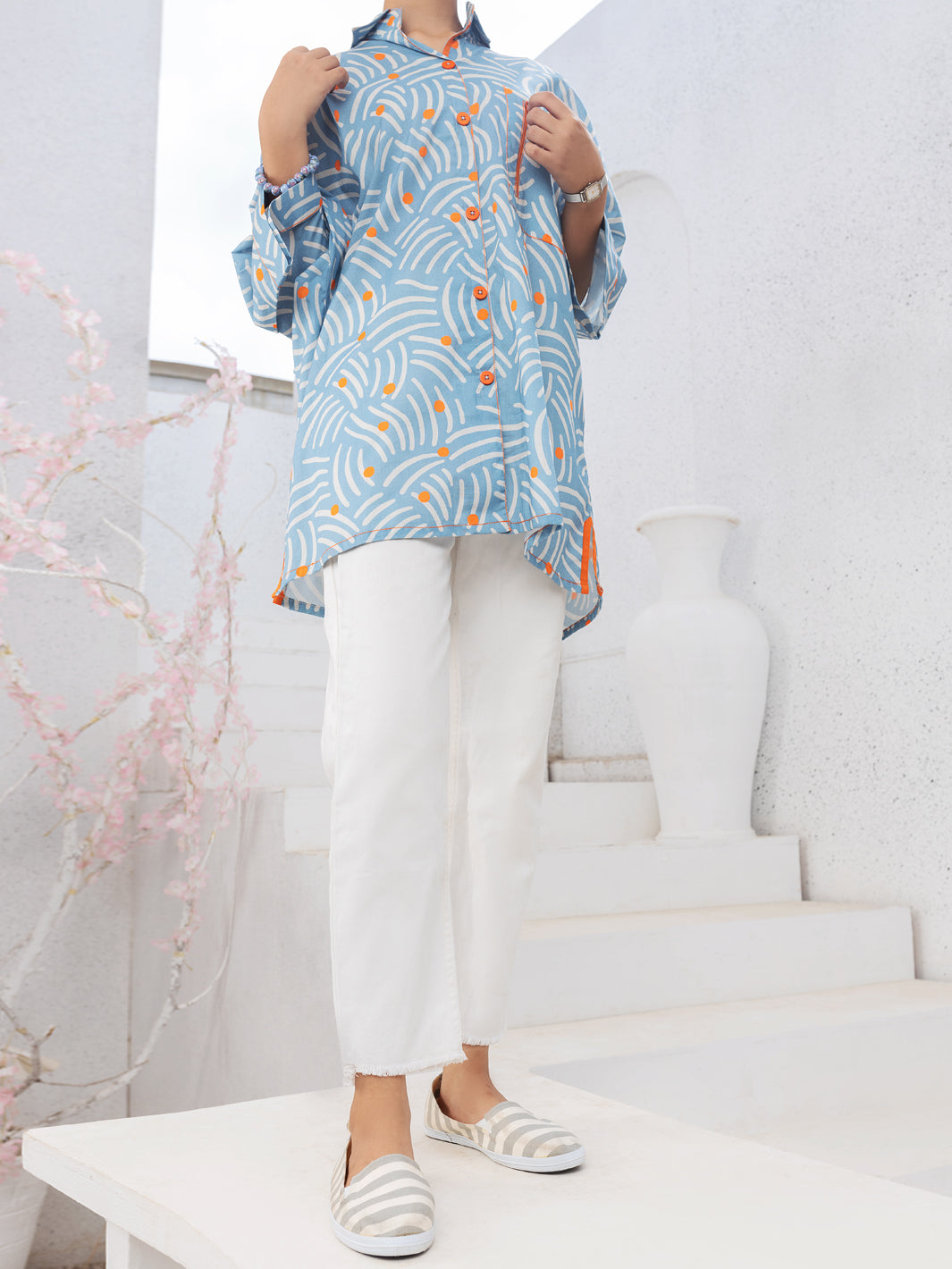 Aqua Blue Cambric Kurti - ALT-LK-1086