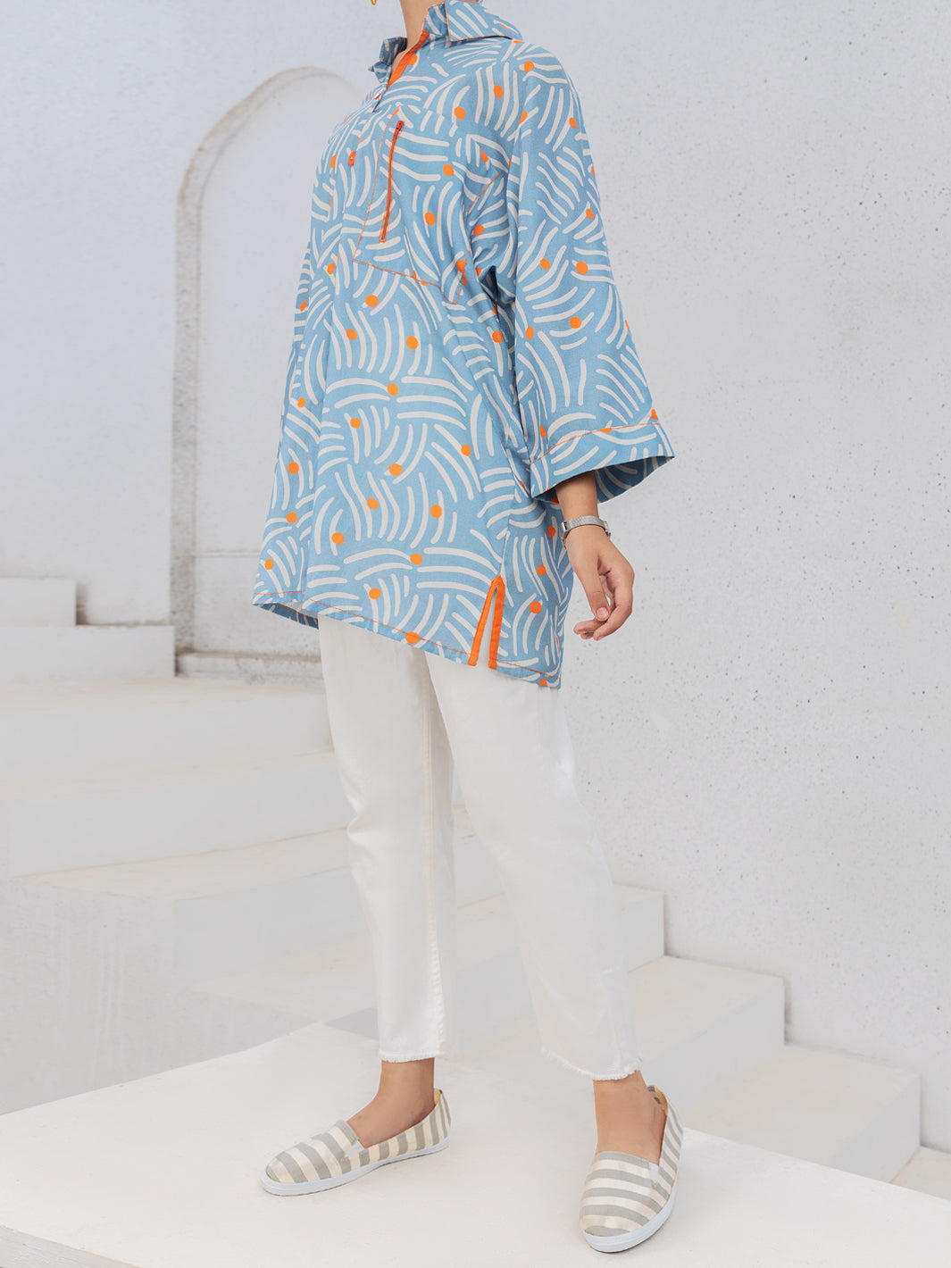 Aqua Blue Cambric Kurti - ALT-LK-1086