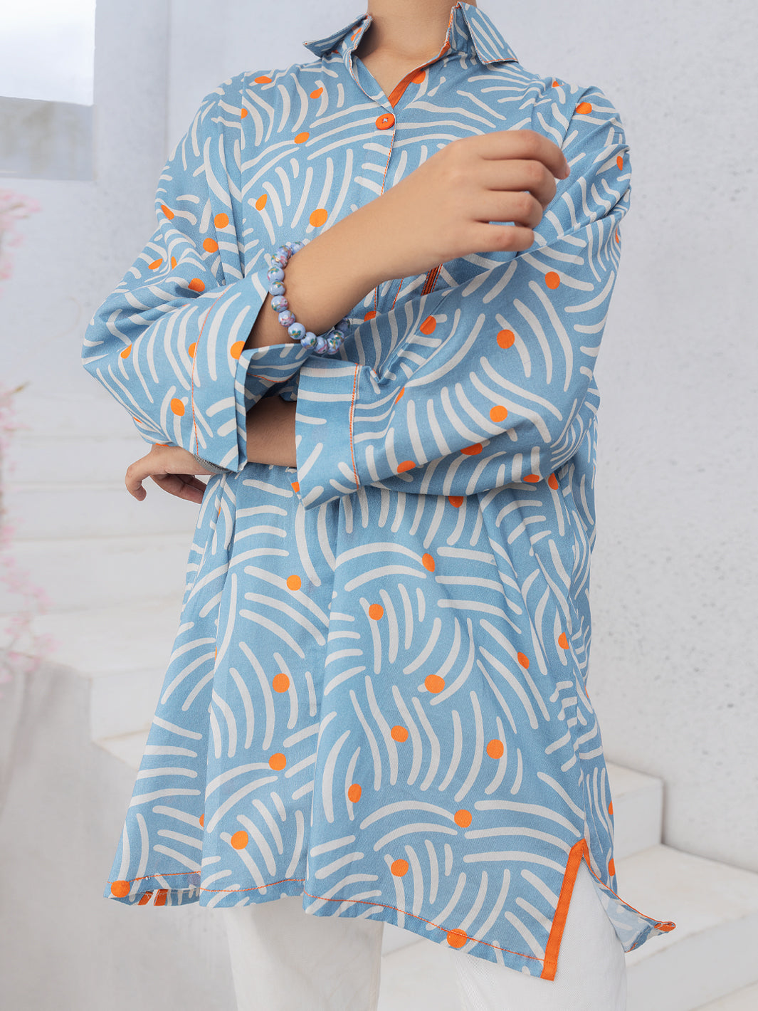 Aqua Blue Cambric Kurti - ALT-LK-1086