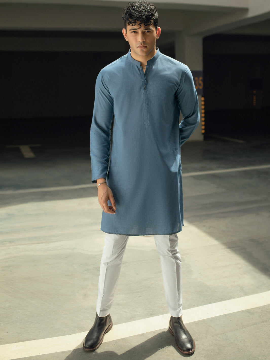 Blue Blended Kurta - AL-K-1087