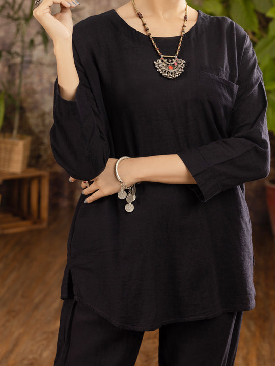 Black Linen 2 Piece Stitched - ALCR-2PS-LKS-1100