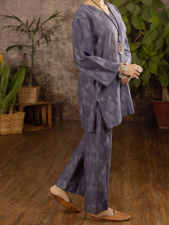 Blue Linen 2 Piece Stitched - ALCR-2PS-LKS-1102 - Almirah Online