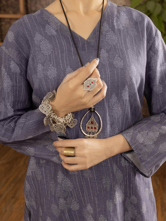 Blue Linen 2 Piece Stitched - ALCR-2PS-LKS-1102 - Almirah Online