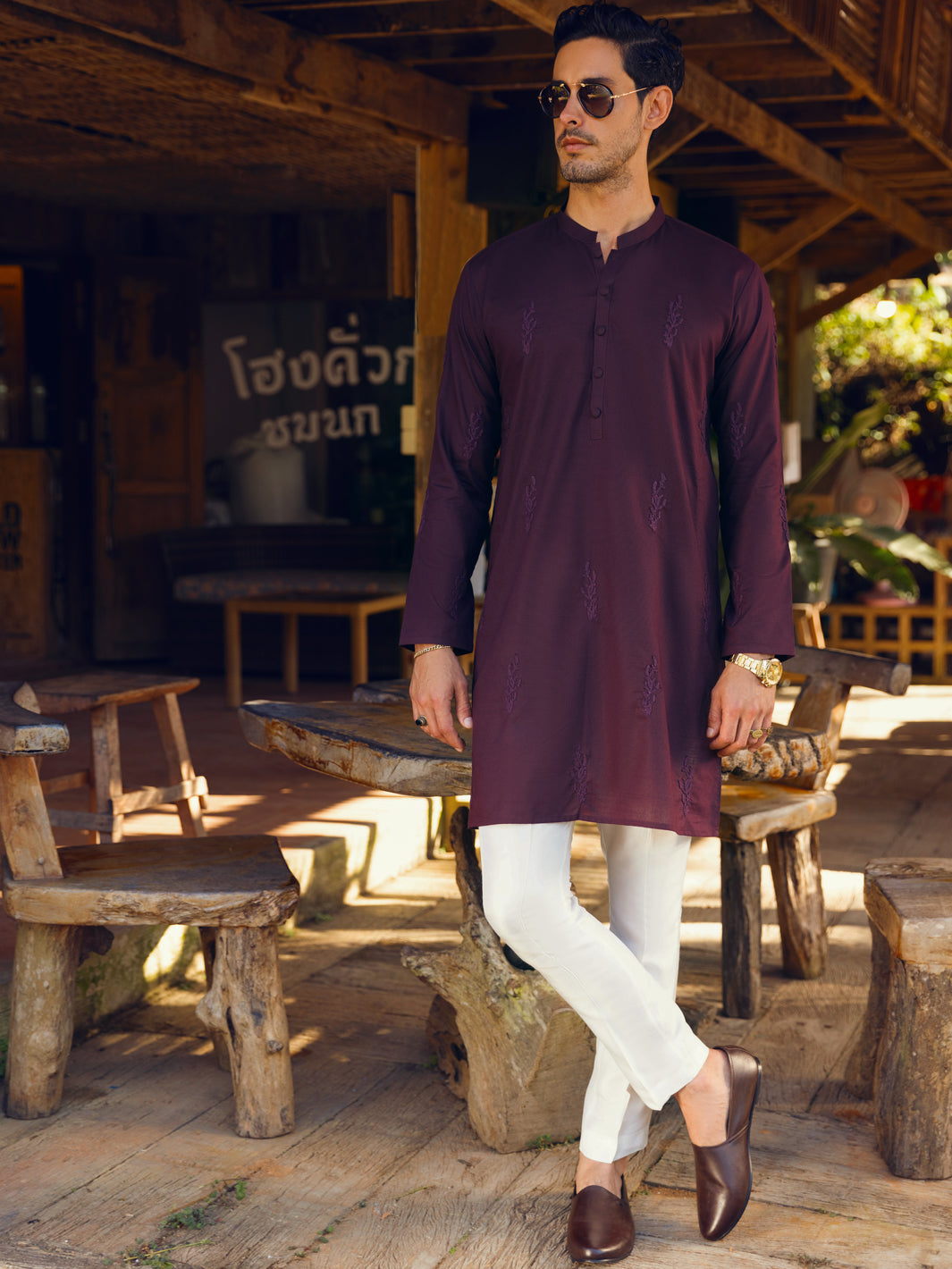Maroon Cotton Kurta - AL-K-1103D