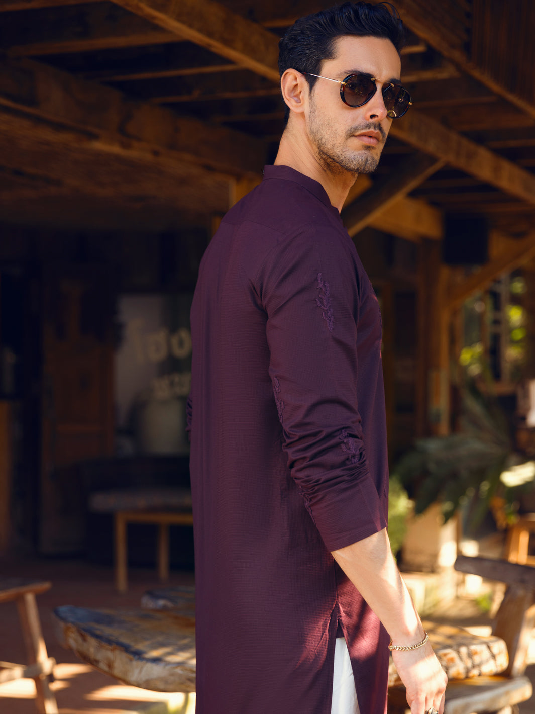Maroon Cotton Kurta - AL-K-1103D
