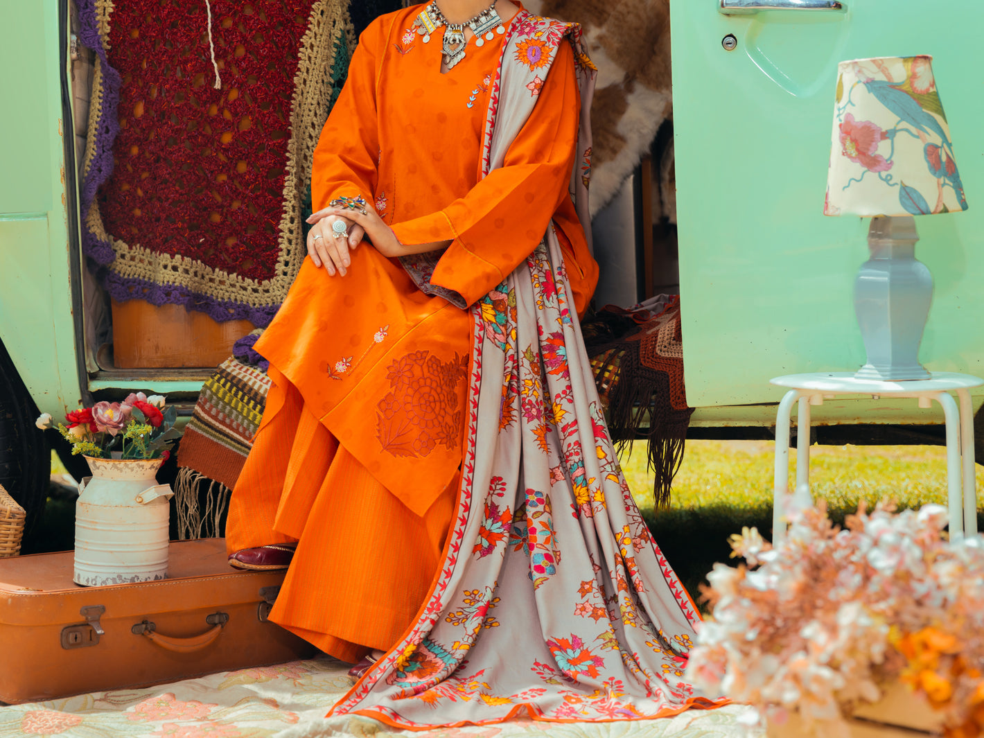 Orange Jacquard Tunic - AWP-LK-622