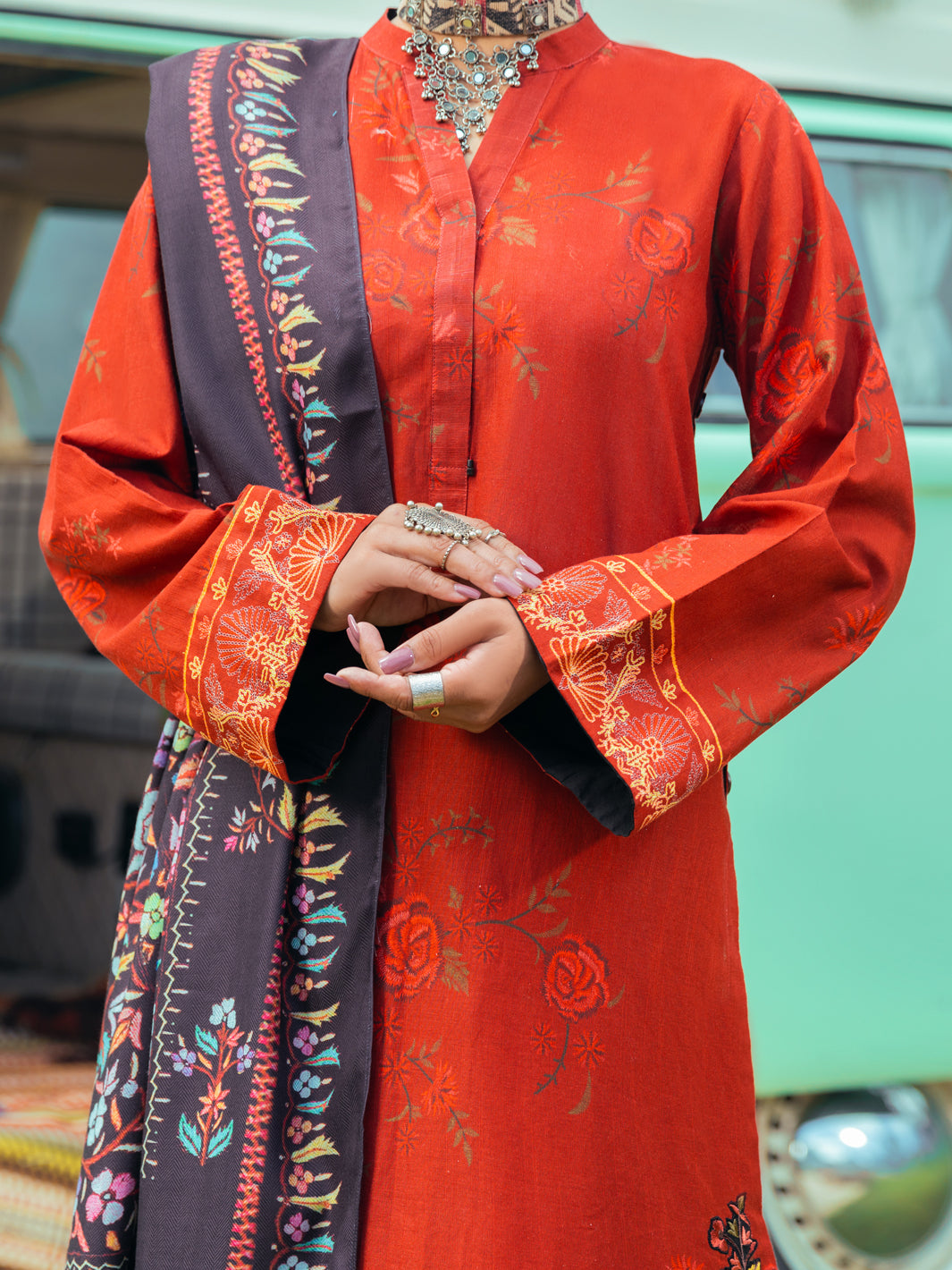 Maroon Khaddar Tunic - AWP-LK-619