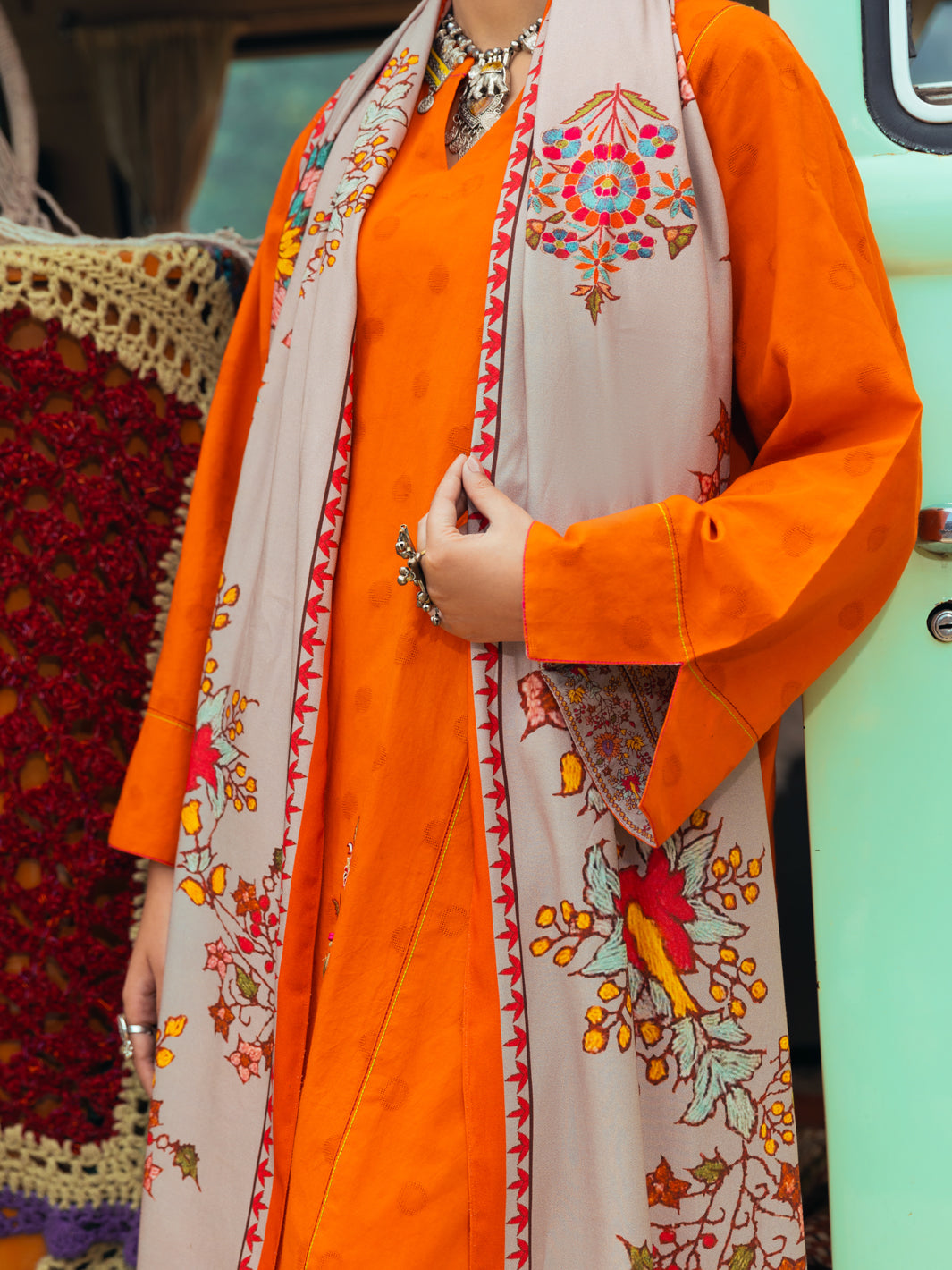 Orange Jacquard Tunic - AWP-LK-622