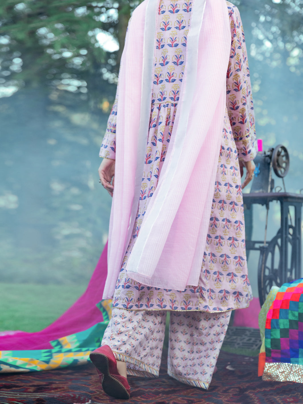 Light Pink Dobby Square 3 Piece Unstitched - AWP-3PS-576