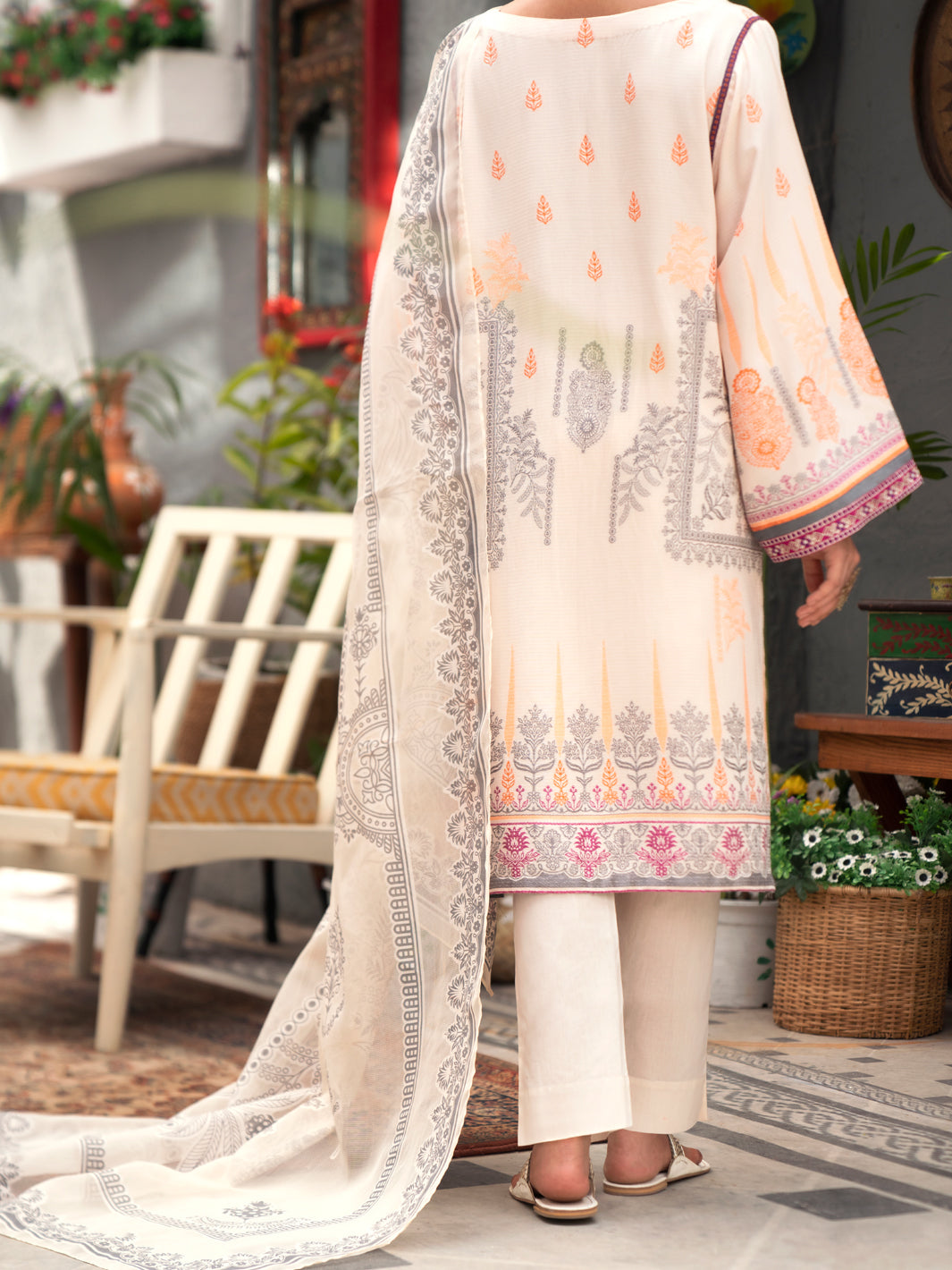 Off White Yarn-Dyed Jacquard 3 Piece Unstitched - AWP-3PS-555