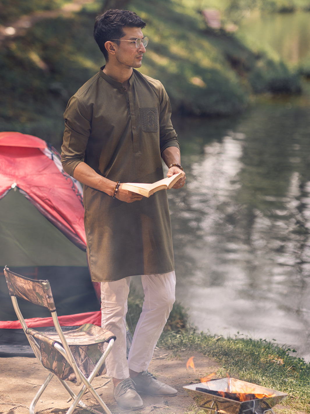 Green Blended Kurta - AL-K-1114A