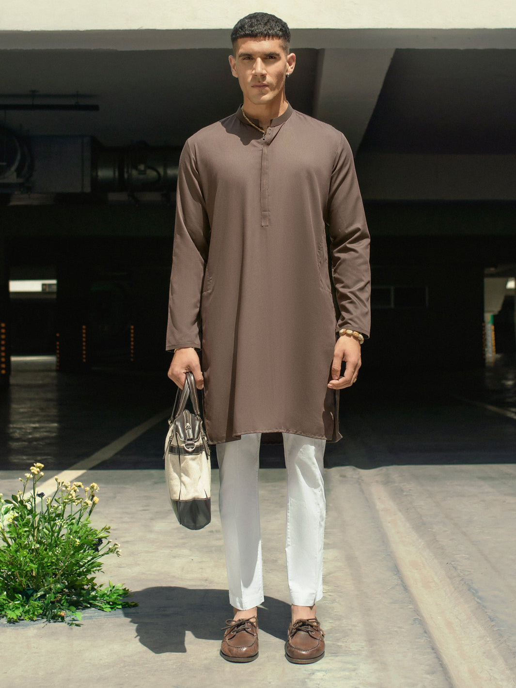 Brown Blended Kurta - AL-K-1117