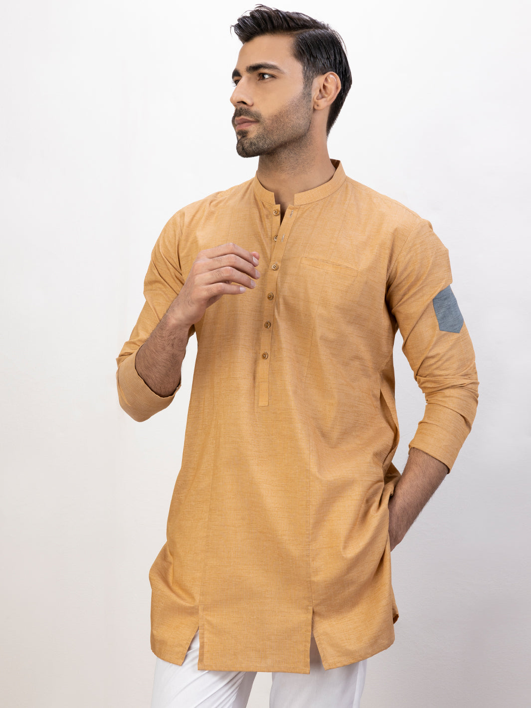 Light Orange Blended Kurta - AL-K-1123