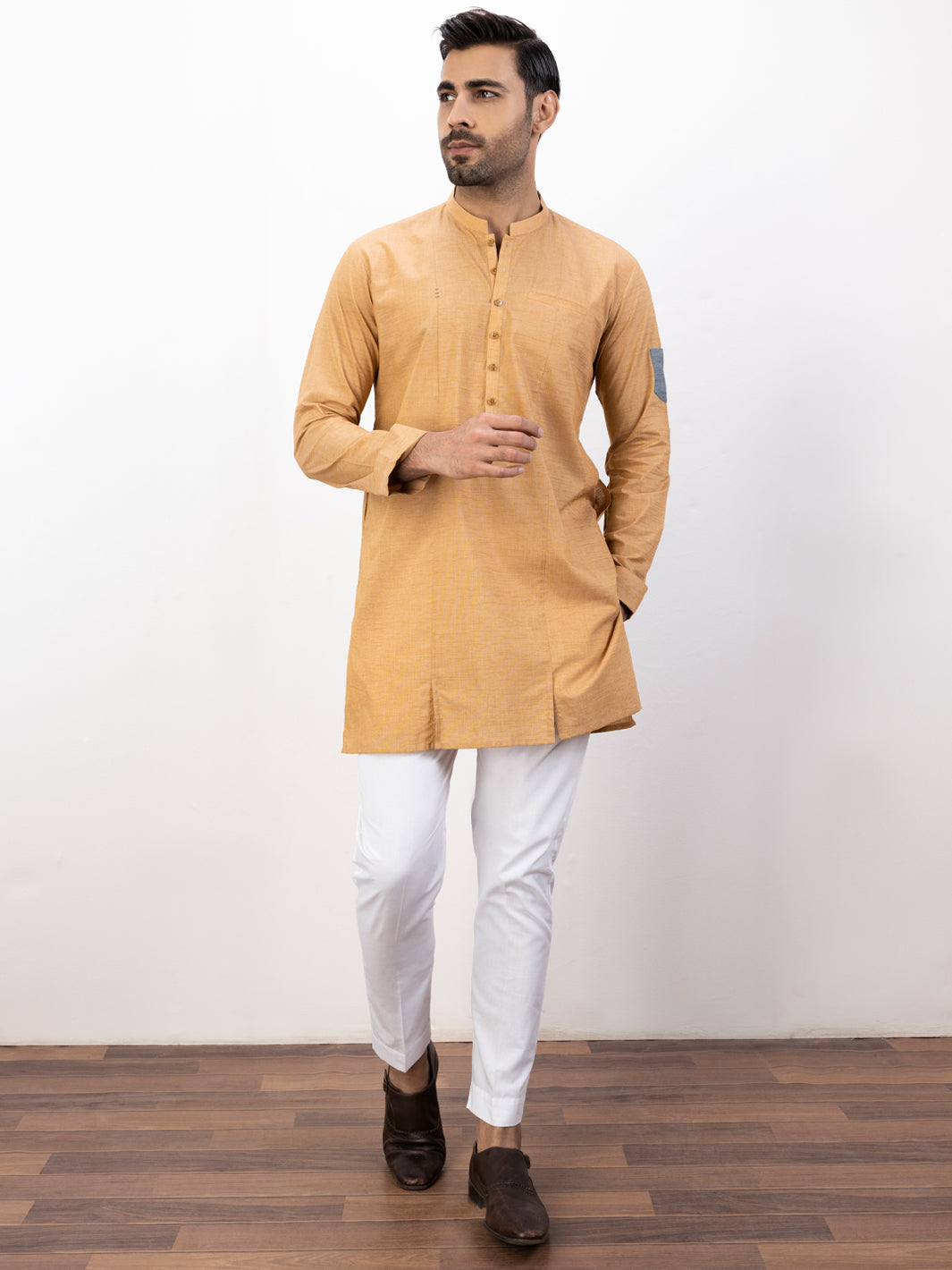 Light Orange Blended Kurta - AL-K-1123