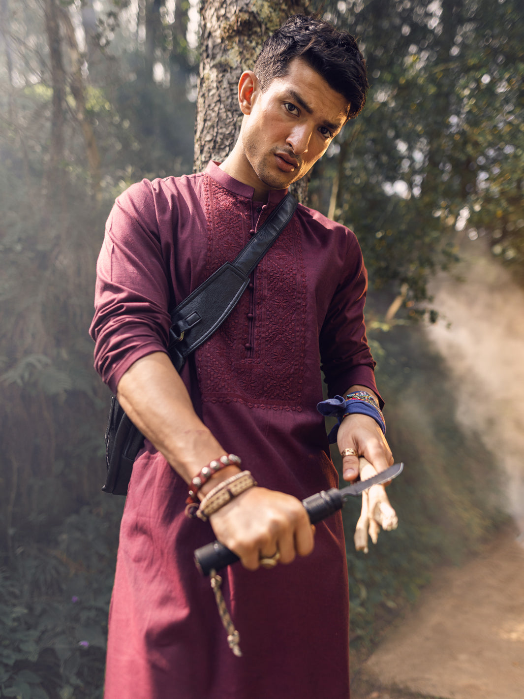 Maroon Cotton Kurta - AL-K-1135C