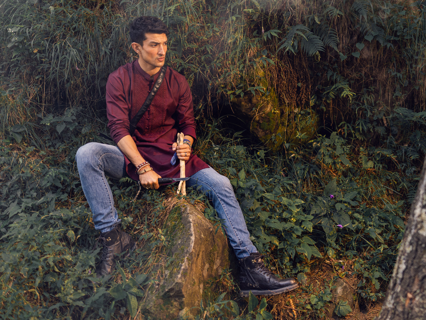Maroon Cotton Kurta - AL-K-1135C