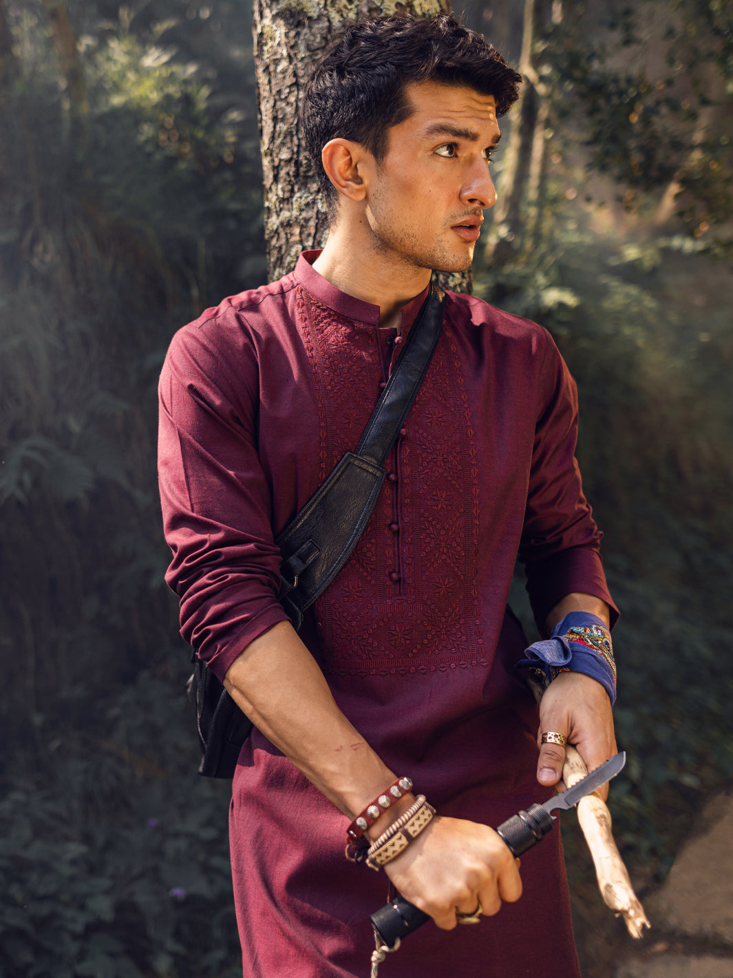Maroon Cotton Kurta - AL-K-1135C
