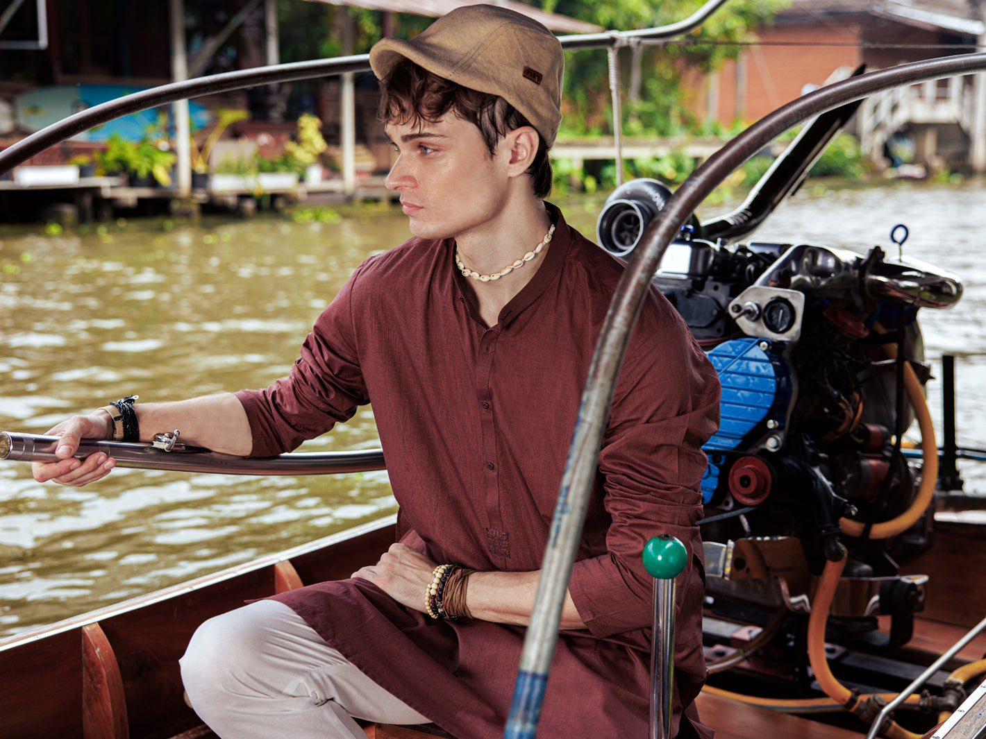 Rust Red Cotton Kurta - AL-K-1139D - Almirah Online
