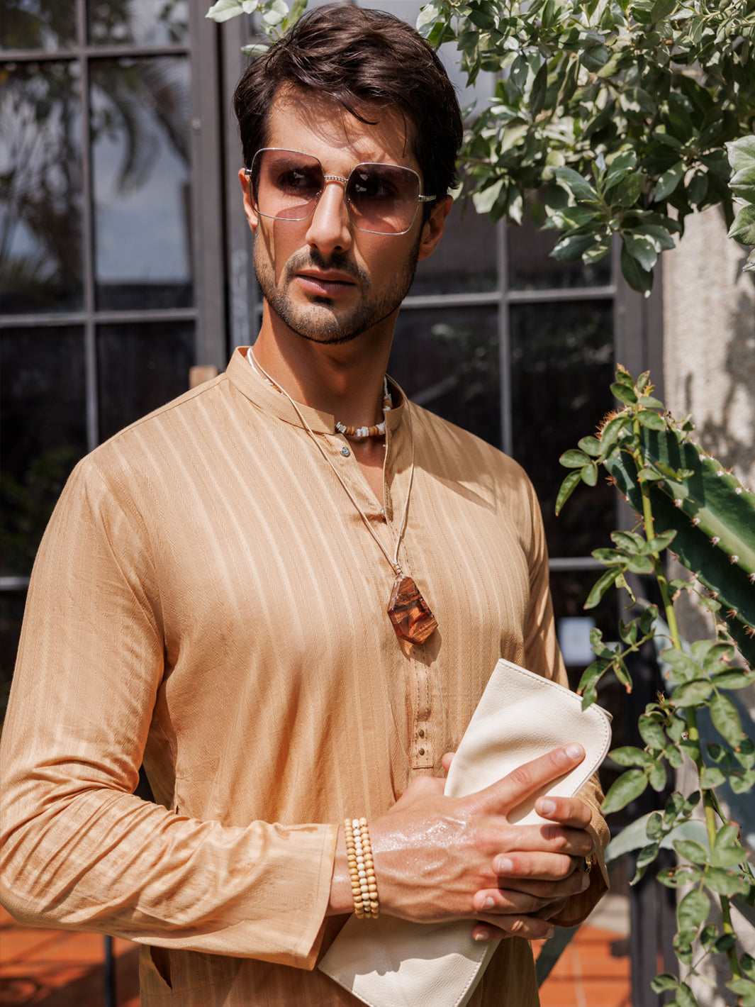 Beige Cotton Kurta - AL-K-1144A - Almirah Online