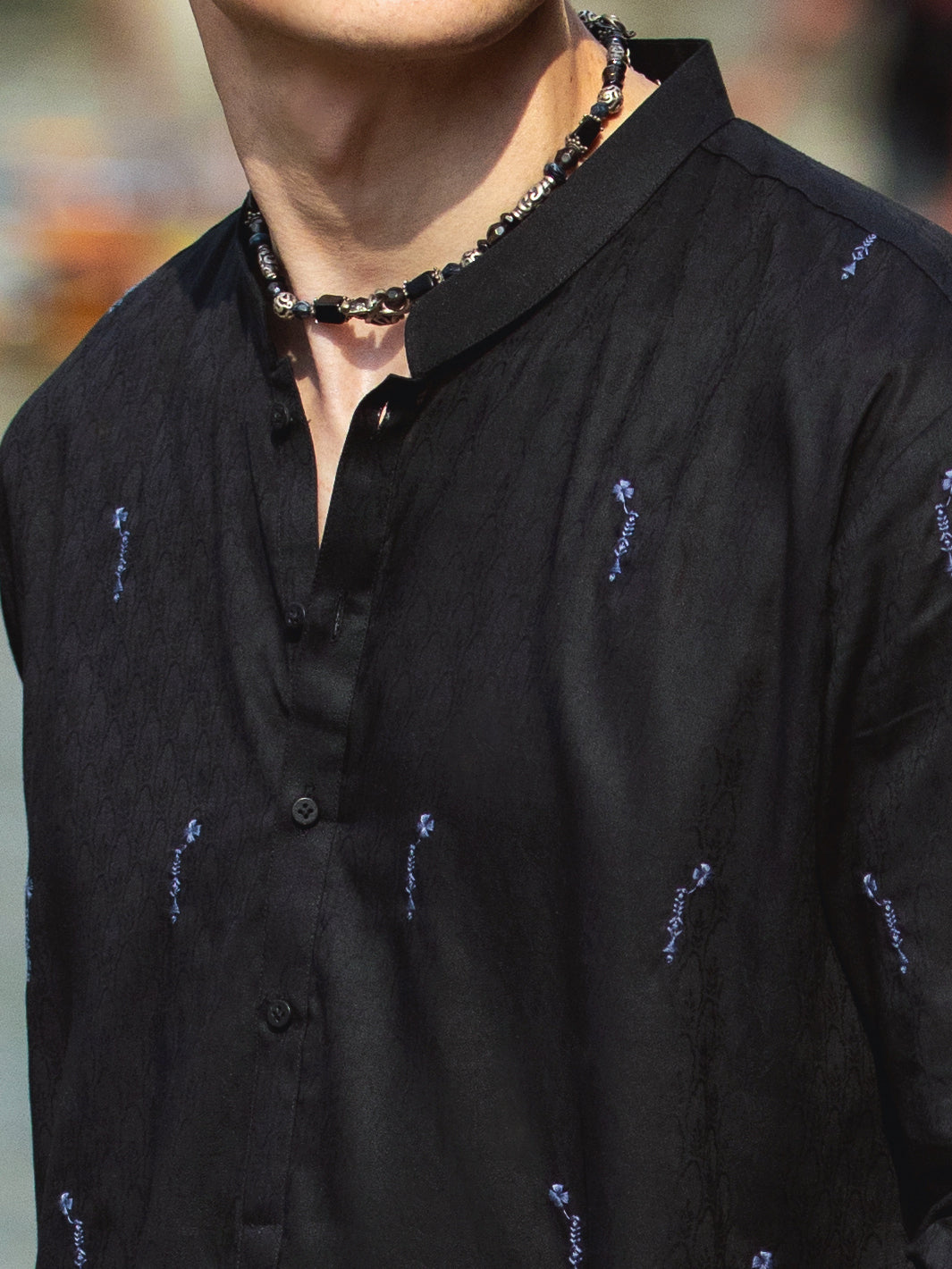 Black Cotton Kurta - AL-K-1147D - Almirah Online