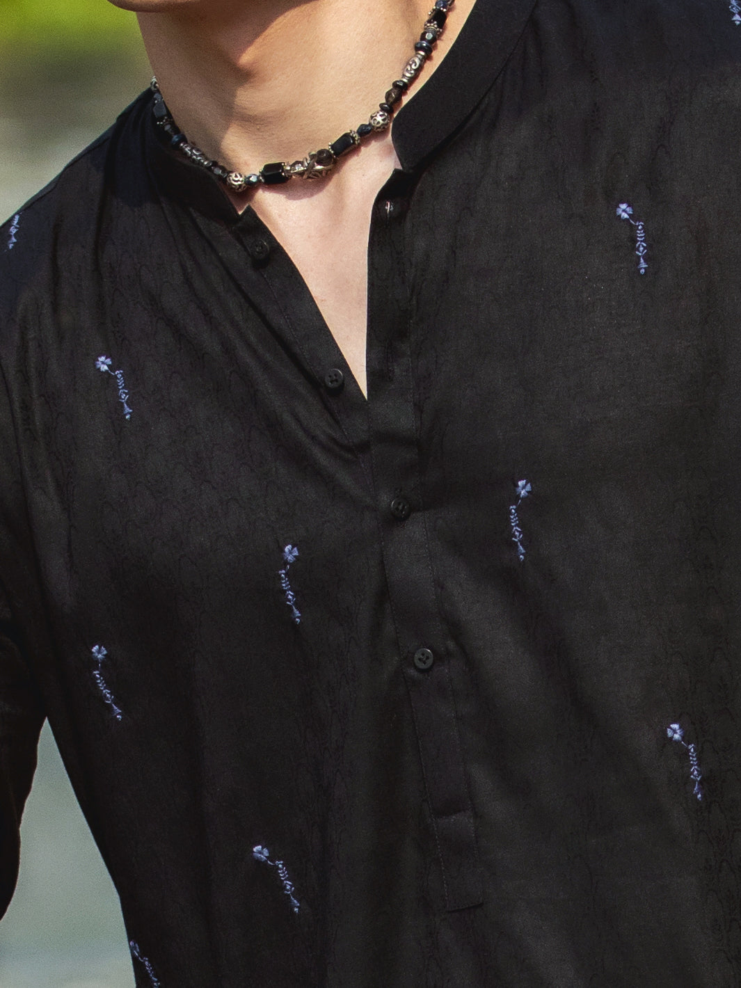 Black Cotton Kurta - AL-K-1147D - Almirah Online
