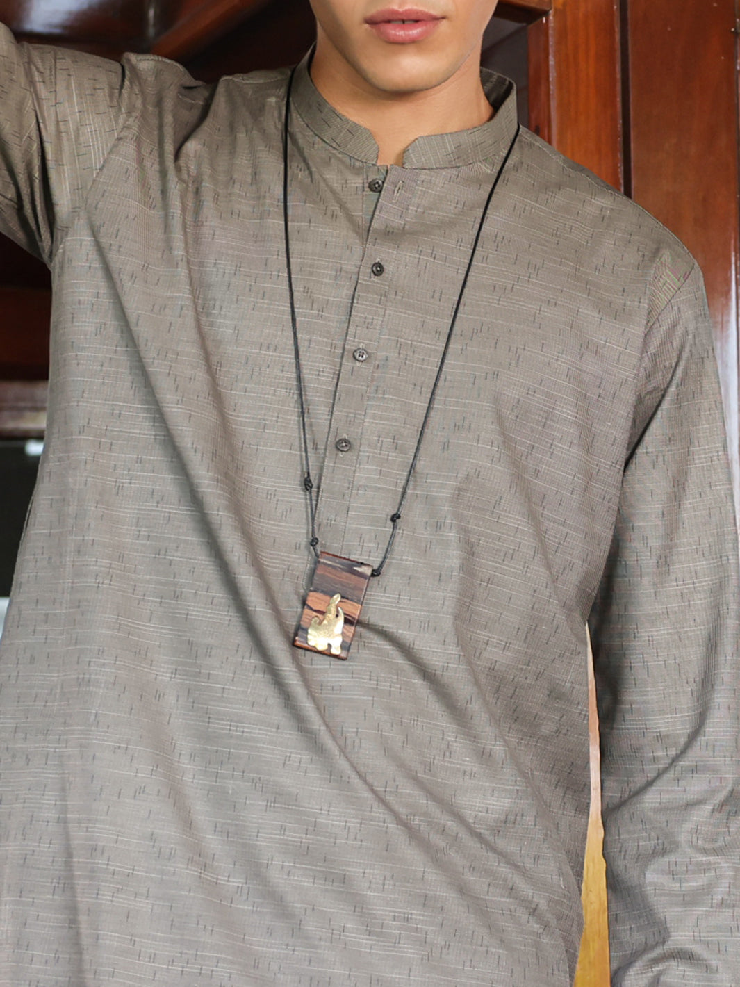 Brown Blended Kurta - AL-K-1150 - Almirah Online