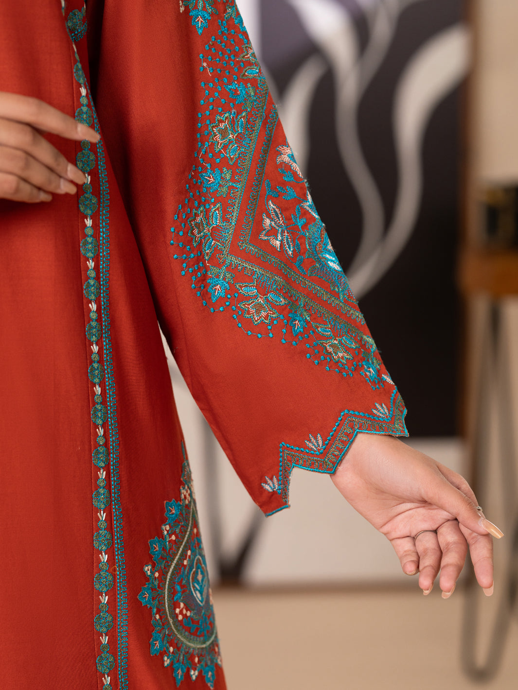 Rust Cotton Lawn Kurti - AL-LK-1173