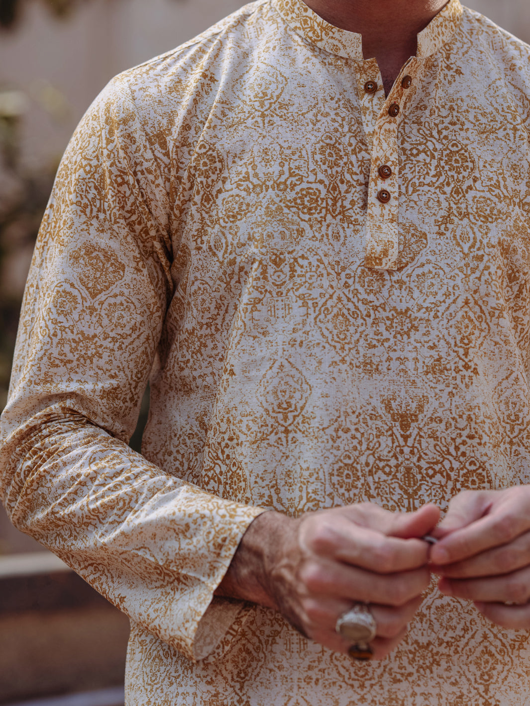 Mustard Cotton Kurta - AL-K-1187