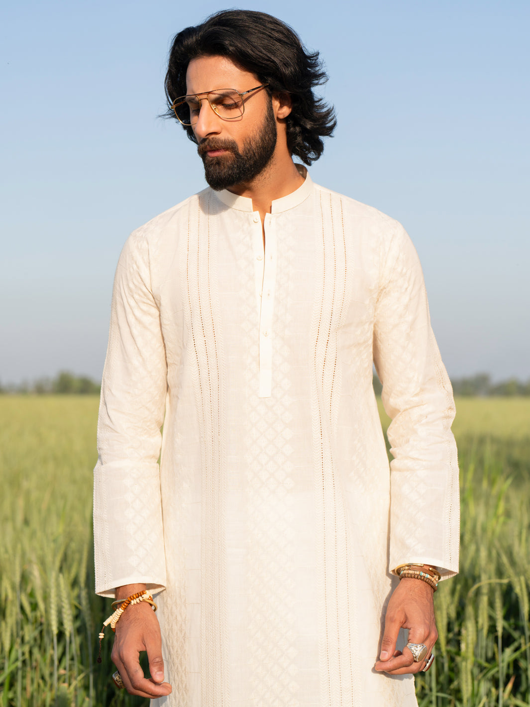 Cream Cotton Kurta - AL-K-1255B