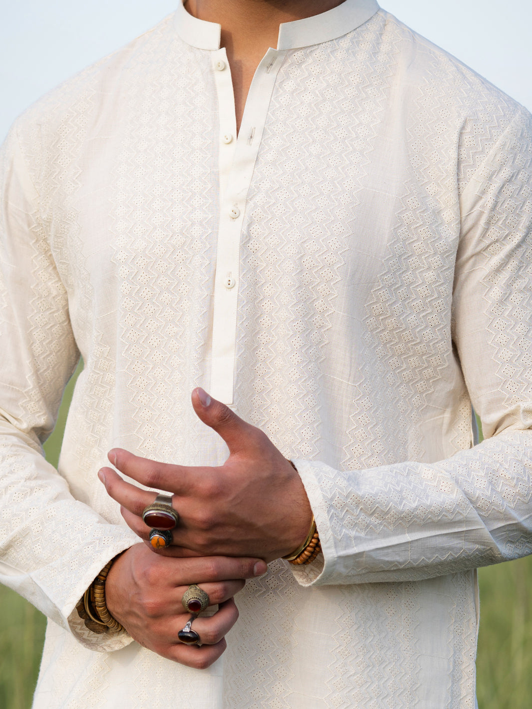 Cream Cotton Kurta - AL-K-1255A